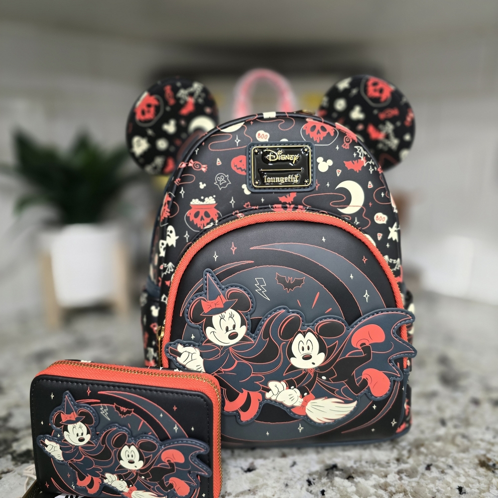 Loungefly Disney Mickey & Minnie Halloween Ears Mini Backpack And Wallet